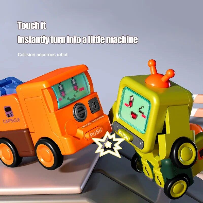 1Pc Kids Transforming Car Construction Truck Robot Collision Rotation Transformation Random Color Cute Creative Toy