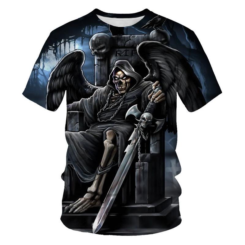 Summer Fashion Men And Women Horror Skull 3D Printed O-Neck Short Sleeve Personality Trend Casual Kids T-shirt Oversized Tops
