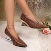 New Retro High Heels Women's Thin Heel Temperament Design Versatile Pointed French 7cm Wedge Heel Women's Shoes