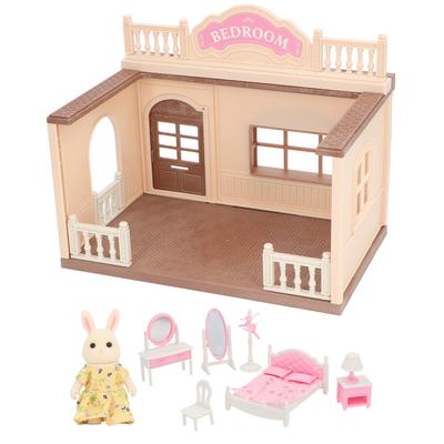 Dollhouse Playset for Girls 1:12 Pretend Toy Doll House Miniature Furniture and Accessories with Bunny Figure for