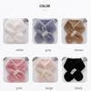 Girls Winter Warm Thicken Scarfs Pearl Cross Buckle Faux Fur Plush Cross Collar Scarf Shawl Lovely Warm Soft Scarf