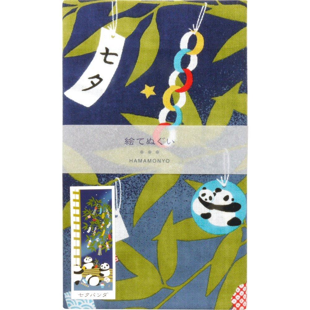 Hamamonyo Illustrated Tenugui Hand Towel Tanabata Panda