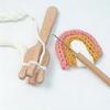 4 Pegs Wooden Knitting Fork With Bent Tip Knitting Hook and Sewing Needle For Scarves Blanket Hat Bag Home Decoration