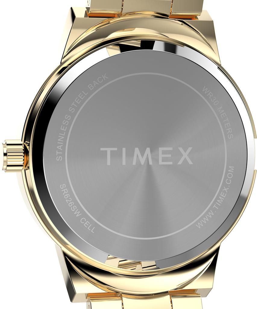 TIMEX Main Street TW2Y38600 women's watch, quartz, 3 ATM water resistant, mineral glass, gold dial