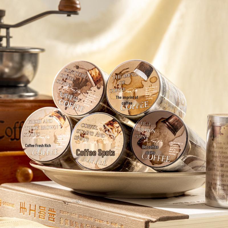 Coffee Stain Die-Cut Adhesive Tape for Journal and Phone Case Decoration