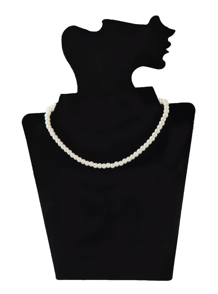 Choker náhrdelník z bílých perel – Korálkový límec z umělých perel, Elegantní šperk z imitace perel