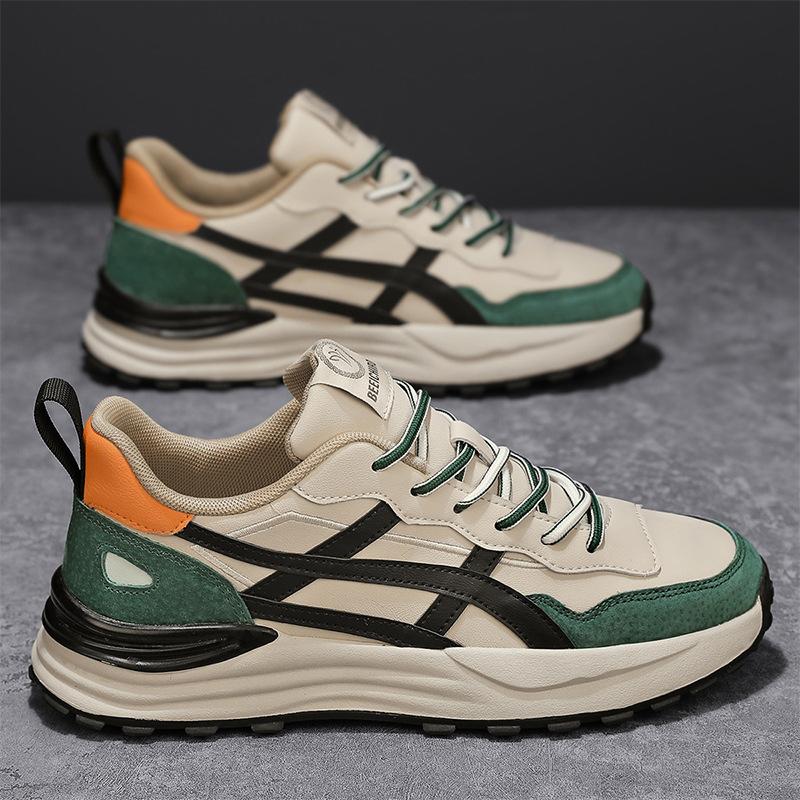 Men's shoes new leather fashion spring breathable sports shoes casual dad shoes