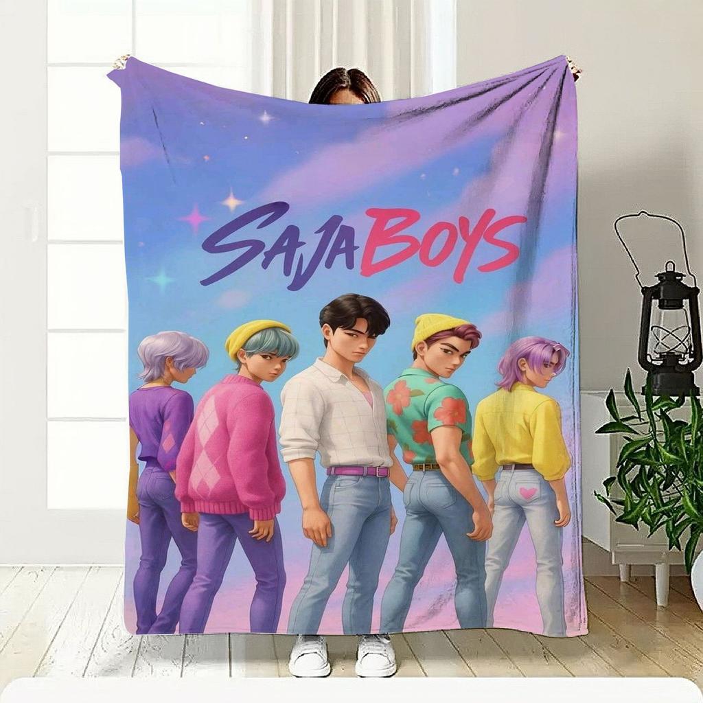 Blanket Kpop Popular Demon Hunters Flannel Blanket Digital Printing Bedroom Sofa Blanket Office Shawl Blanket