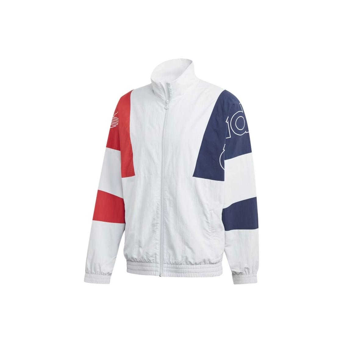 adidas Brand Logo Print Color-Blocked Sports Jacket for Men, White