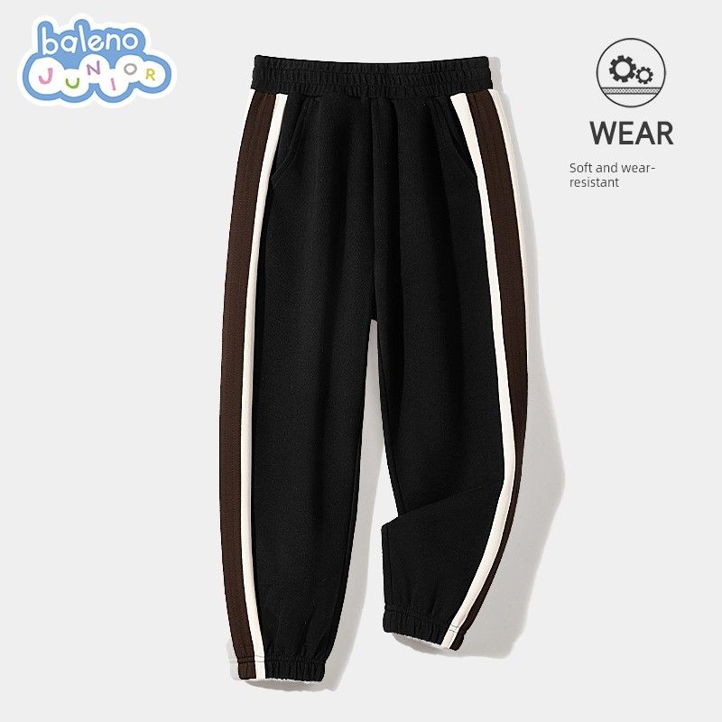 Baleno Kids Boys  Pants Spring and Autumn Style Children s Spring Sports Sweatpants for 12-Year-Old Boys 2025 New Long Pants Black/Pure Color 110