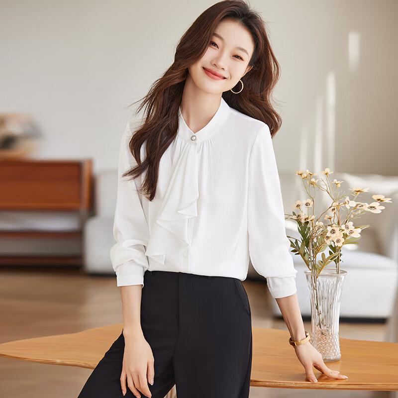 Elegante Damenbluse mit langen Ärmeln und Band
