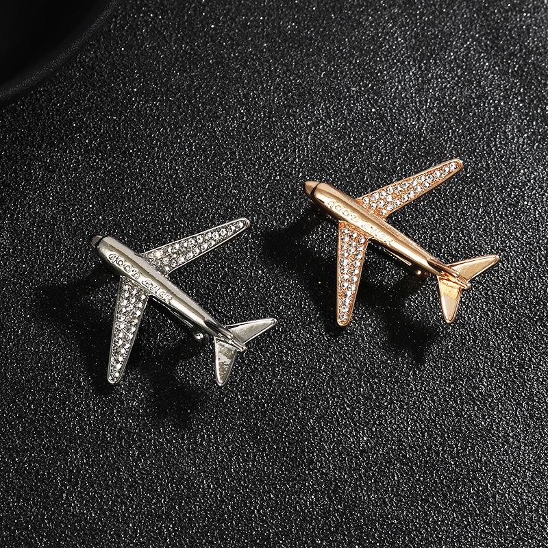 Trendy Men's High-End Airplane Brooch Pin for Suits
