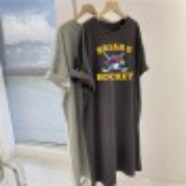 Abito Maglietta Tondo Collo Larga Taglia Larga Fuori dal Campus - Abito Lungo - Camicia da Notte da Donna Stile Rilassato Sopra il Ginocchio