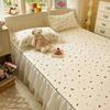 Sleep Grid Double Layered Chiffon Bed Skirt Ice Silk Air Conditioning Soft Seat 3-Piece Set