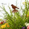 Retro Rust Finish Garden Stake Rusty Decorative Stakes, Metal Flowers Birds Decoration, Daisy Ground Bird Stake, Plant Container Decorations