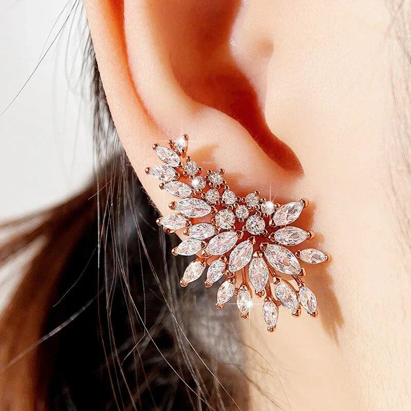 Gorgeous Women's Stud Earrings Full with Dazzling CZ Stone Sparkling Ear Piercing Earrings Party Jewelry Drop Shipping