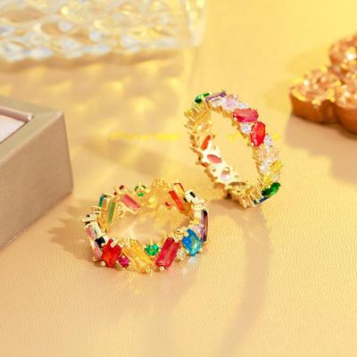 CMM Jewelry Daily Wear Goldfarbener quadratischer/ovaler Zirkon-optionaler Damenring