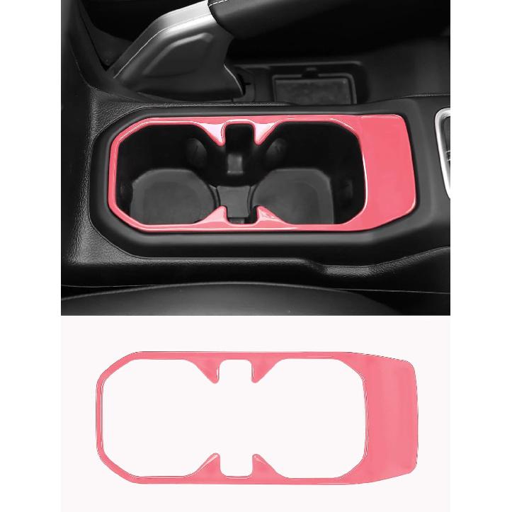 Savadicar Red Interior Accessories - Cup Holder Trim Cover for 2018-Present Jeep Wrangler JL JLU 4XE & Gladiator JT - Solid Color Interior Decor