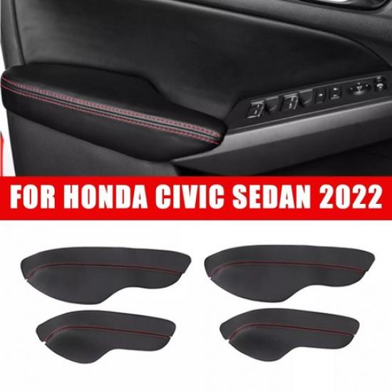 4pcs Leather Door Armrest Cover For Honda Civic Sedan Decor Accessories