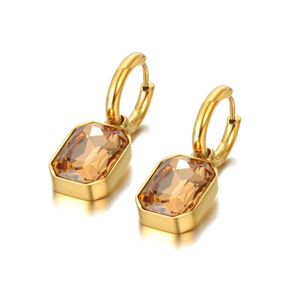 

Lokaer Нержавеющая сталь геометрические квадратные серьги-кольца сверкающие серьги с кристаллами кубического циркония ювелирные изделия для женщин