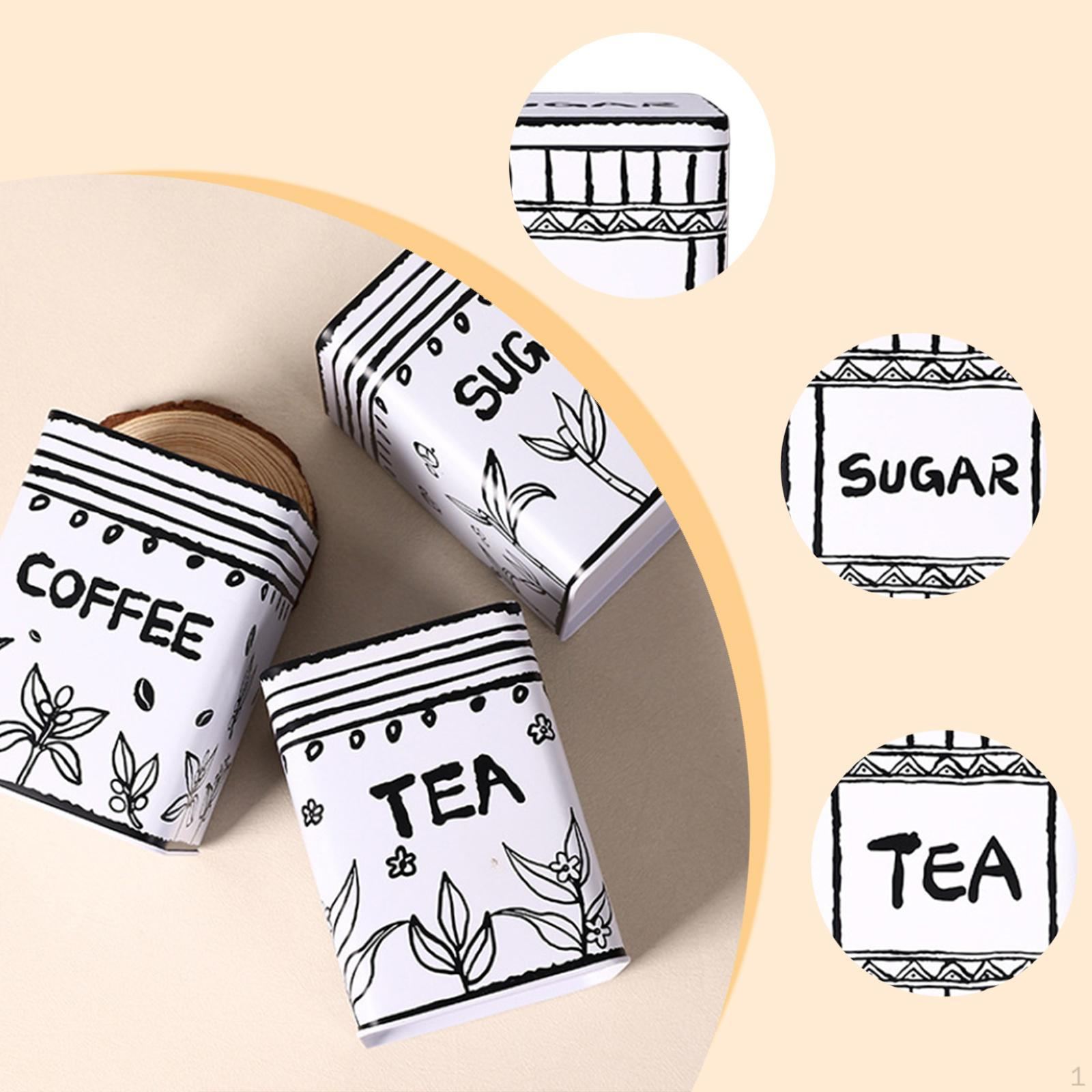 

3 Pieces Coffee Bean Tea Sugar Containers Kitchen Storage Box Set Practical Durability Sealing Style C