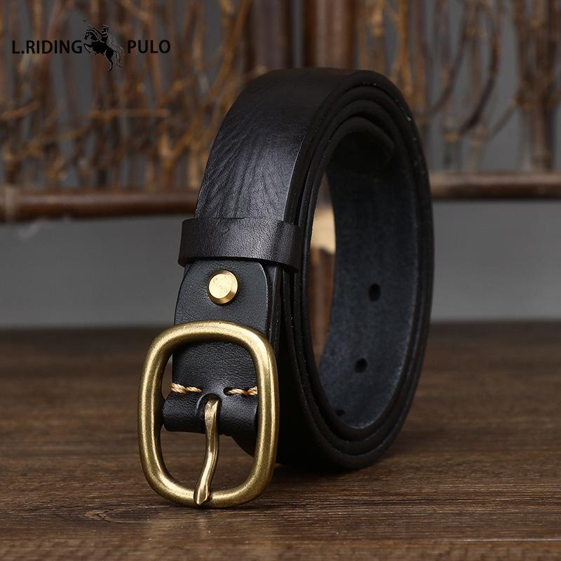 Handmade Retro Copper Buckle Ladies Belt Leather Belt Simple and Versatile Pin Buckle