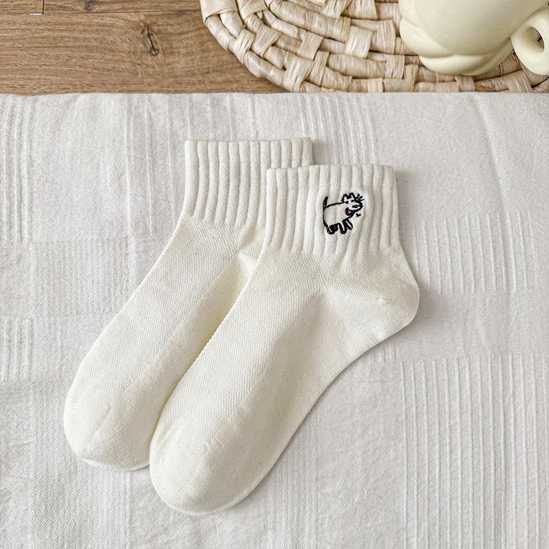 

Women s Spring and Summer Thin Striped Cotton Socks, Dog Socks, Short Socks, Trendy Low-top Boat Socks, Versatile Short Socks 1 pair білий