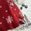 Women's Red Christmas Snowflake Pullover Sweater - Korean Lazy Style Outerwear for Autumn/Winter 2025