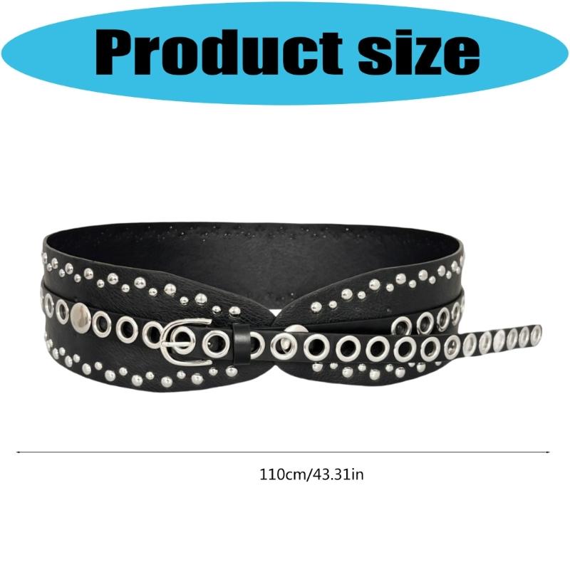 Gothic Style Wide Waist Belt With Studs And Distressed Texture For Women Men Perfect For High Waist Pants And Dresses