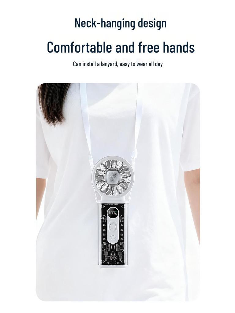 2026 Portable High-Speed Neck-Hanging Cooling Fan with Folding Handheld Design