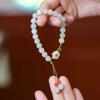 Elegant Round Jade Korean Bracelets White Color Peach Blossom Party Gifts for Women Girls Fashion Jewelry Accessories