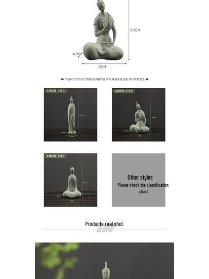 Qing Sha Shi Zen Kuzey Wei Budist Heykeli: Bonsai veya Mikro Peyzaj için Yaratıcı Taş Oymalı Süs.