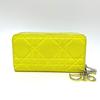 Cannage Round Wallet Long Wallet Enamel Neon yellow/SilverHardware