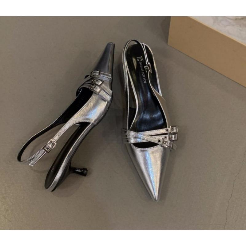 Nové Sandály na Vysokém Podpatku Dámské Boty Jaro Léto Obuv Špičatá Špička Párty Dámské Boty Módní Sponkový Pásek Dámské Lodičky