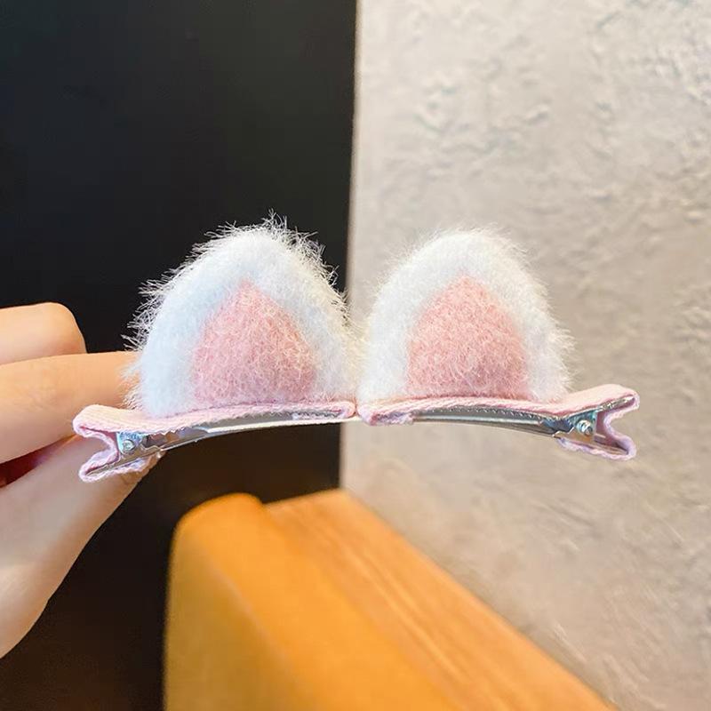 

2/4Pcs/Set New Cute Solid Rabbit Ears Clips for Baby Girls Handmade Kawaii Barrettes Headwear Kids Hair Accessories 2pcs рожевий