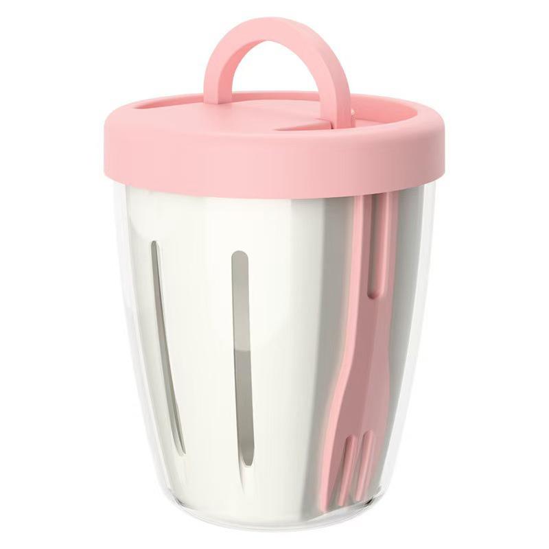 Pp+Silicone Fruit Cup Compartments Leak-Proof With Draining Salad Cup Portable Snack Parfait Containers For Women