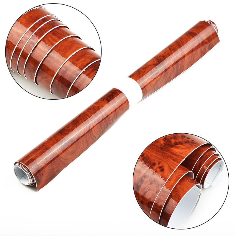 Car Dashboard High Glossy Wood Grain Vinyl Sticker Decal 30*100cm DIY Film Waterproof Self Adhesive Wood Grain Textured Sticker