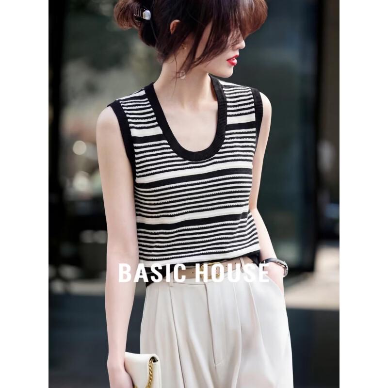 Basic House Color-block Stripe Tencel Knit Camisole XL