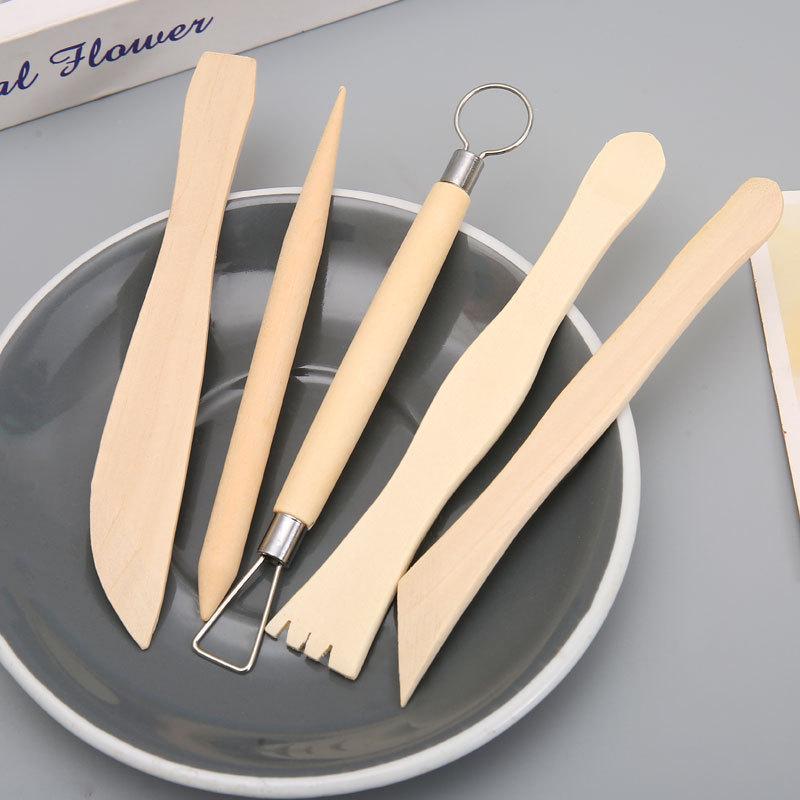 Ceramic Pottery Clay 5-Piece Sculpting Tool Set for DIY Art Projects.