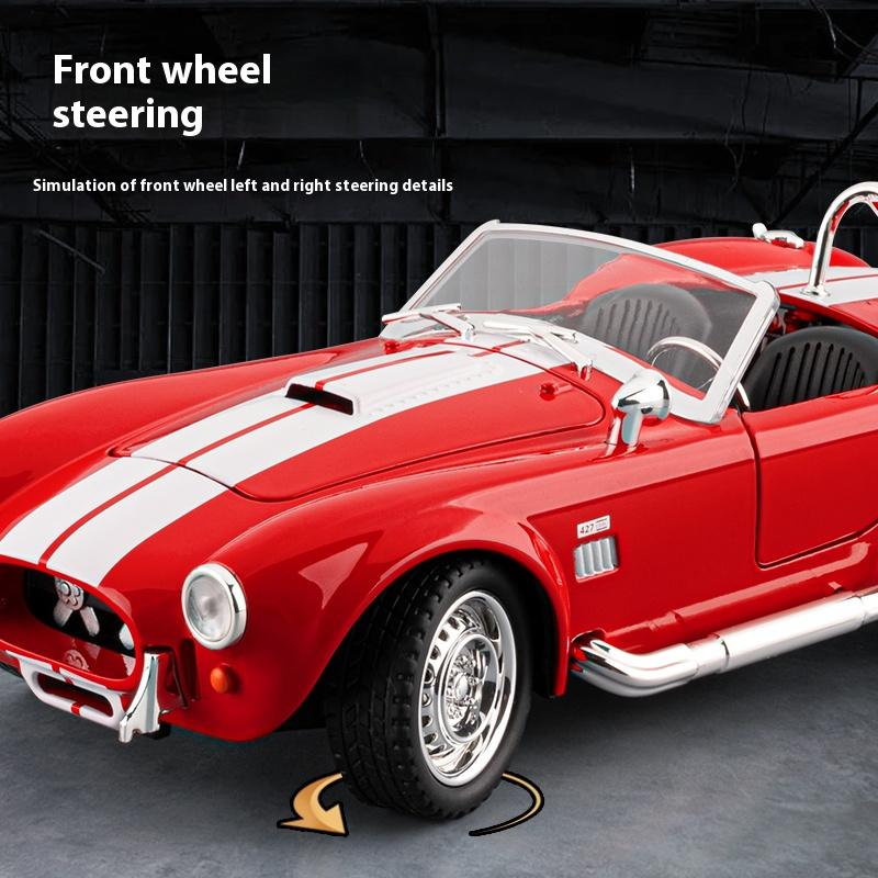 1:24 1965 Shelby Cobra Convertible Roadster Model Simulation Sound Light Pulling Tire Shock Absorbing Boys Birthday Gift