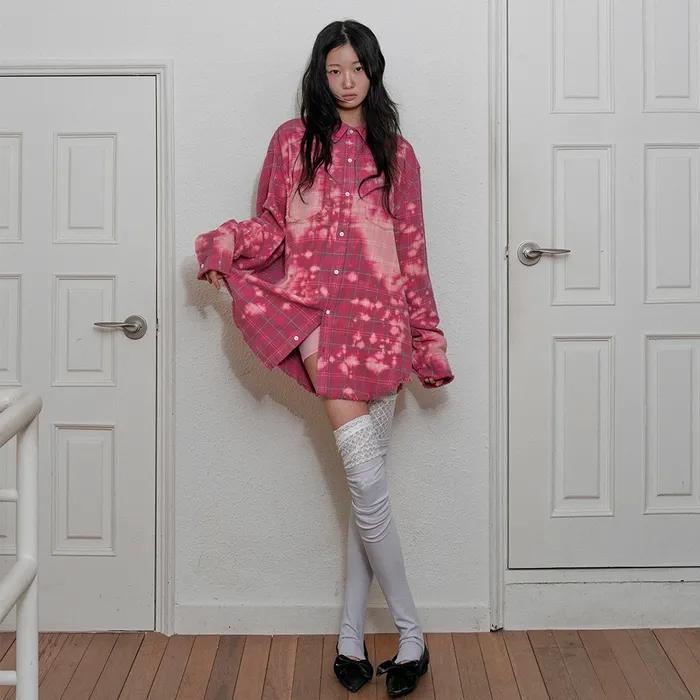 LACE LAYERED KNEE SOCKS [GRAY]