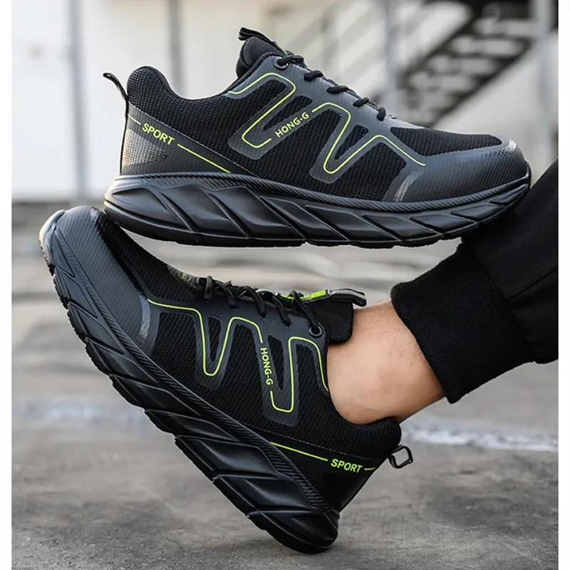 Ultra Light Safety Shoes Steel Toe Safety Sneaker Men Anti-puncture Iron Work Shoes with Protection Black Breathable Work Boots