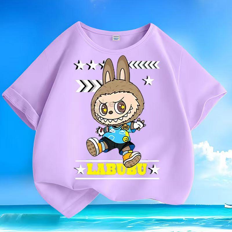 

Взрывная кукла LABUBU 3D-печать Детская футболка для мальчиков и девочек Летний крутой топ Подарок для детей 160