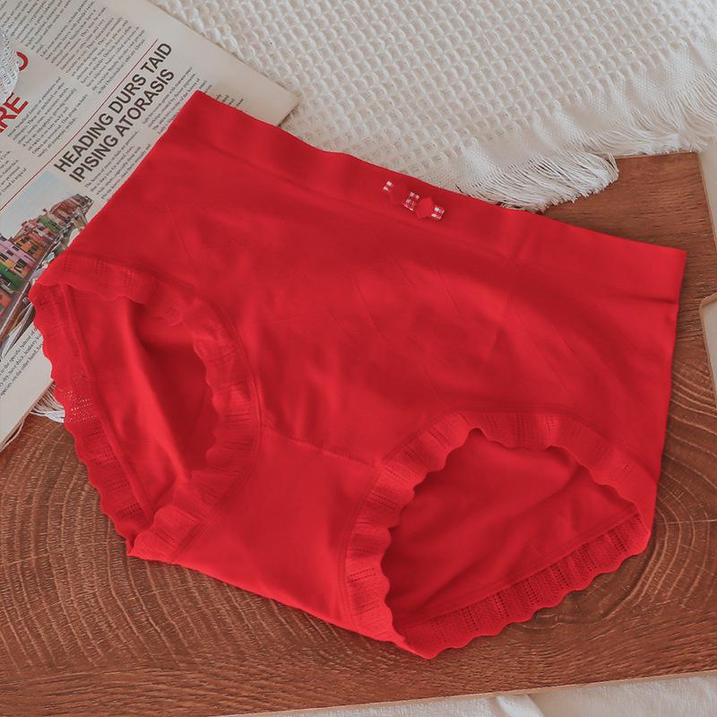 Bequeme, nahtlose Baumwoll-Unterhose, atmungsaktiv, antibakteriell, im Schritt, Slips, Hüftwickel, mittlere Taille, einfacher Farbkontrast, Damen-Unterhose