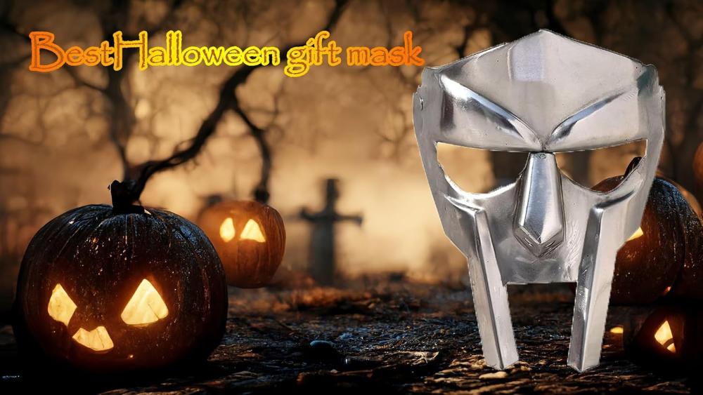 MF Doom Maskesi Gladyatör Mad-villain 18G Çelik Pirinç Yüz Zırhı Ortaçağ Kaskı