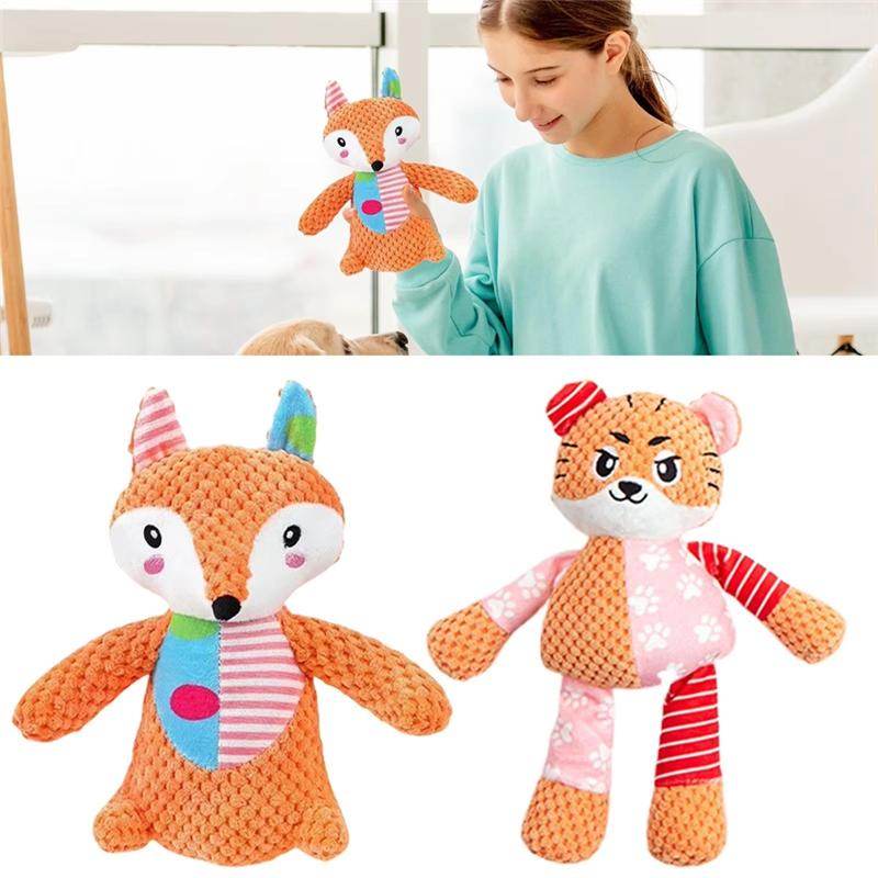 Stuffed Dog Crinkle Squeaker Plush For Small Medium To Large Breeds Keeps Puppies Clean By Chewing Teeth A