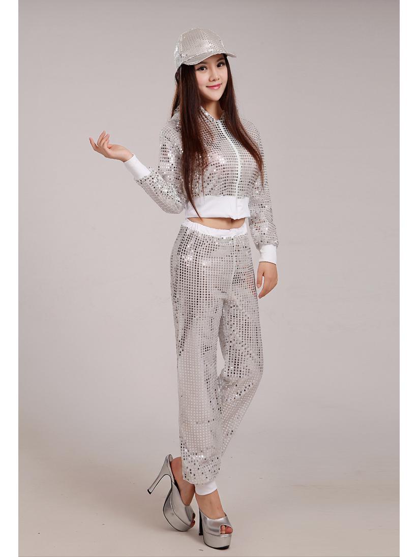 

Жіночі танцювальні костюми: Дорослий джаз, модерн, вуличний і хіп-хоп стилі з блискітками L білий