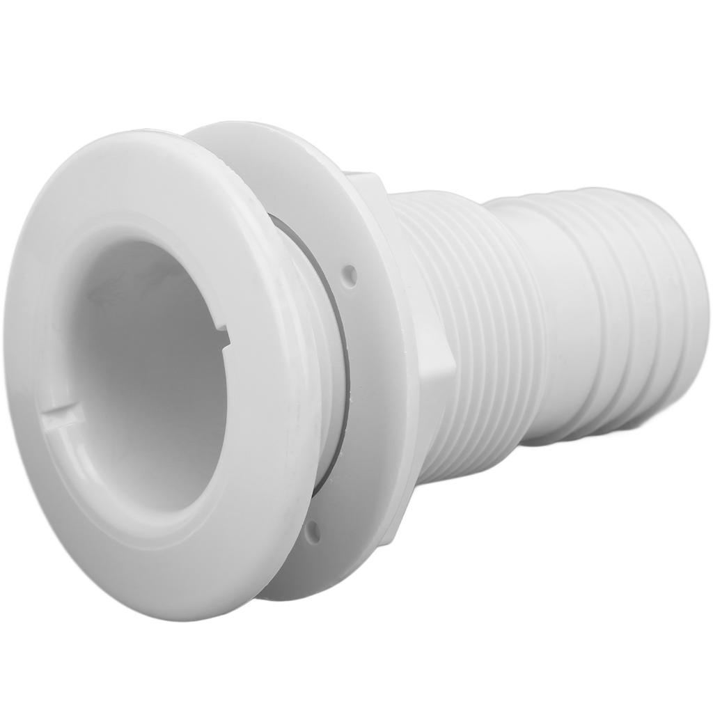Marine Through Hull Fitting 2in White ABS Plastic Hose Coupler Drain Outlet Accessory