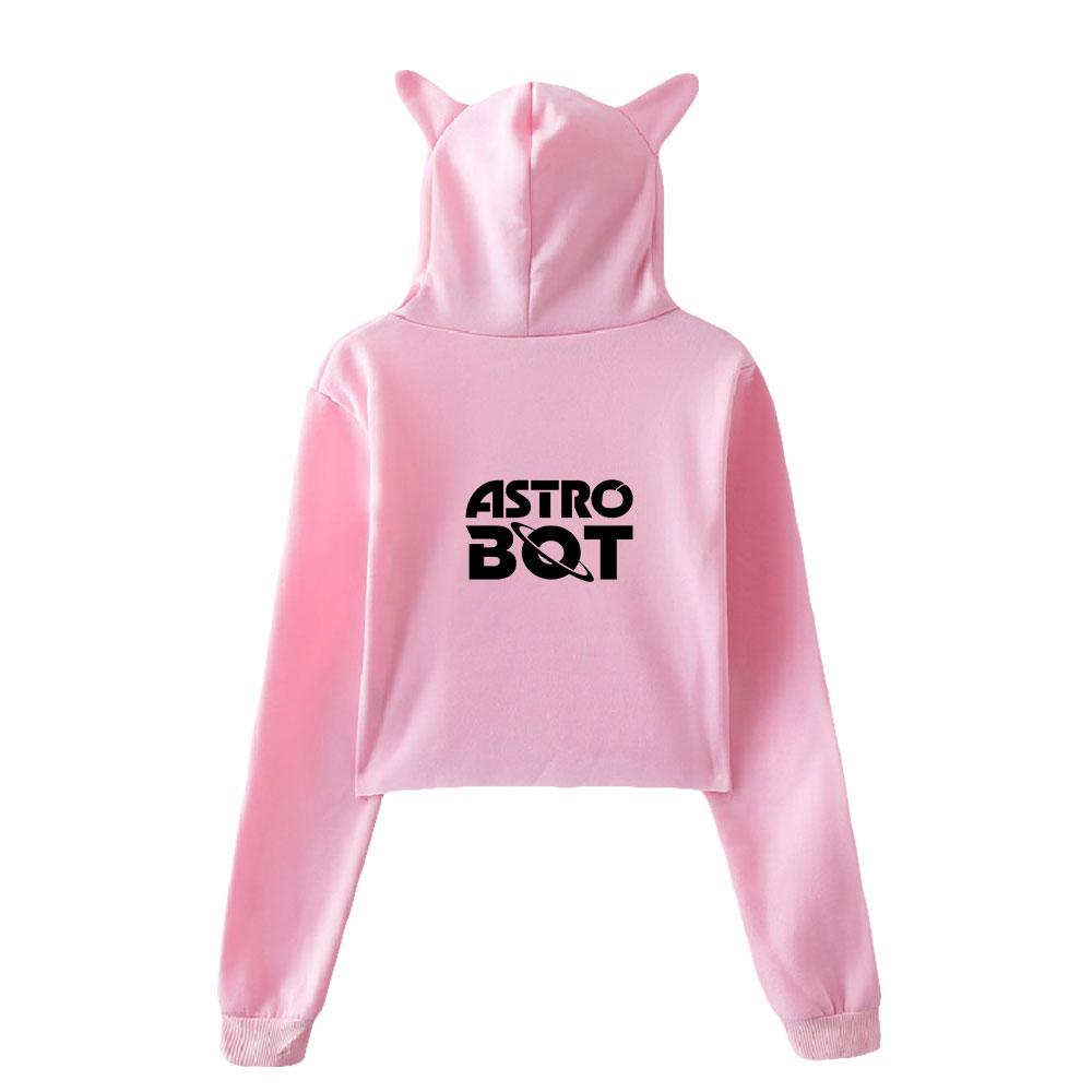 New Astro Bot Pullover Girls Casual Cat Cropped Hoodies Female Long Sleeve Sweatshirts Crop Top Women's Hoodie Sexy Tops