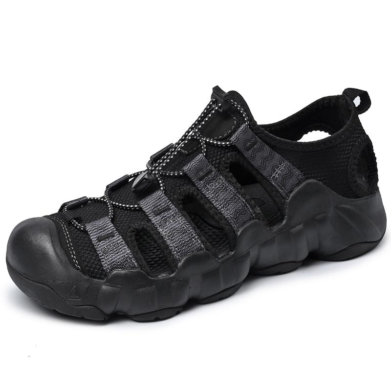 Fashion Men's Closed-Toe Beach Sandals Couple Shoes Size 36-46 Breathable EVA Sole Water Sports Shoes Anti-Slip Outdoor Hiking Sandals